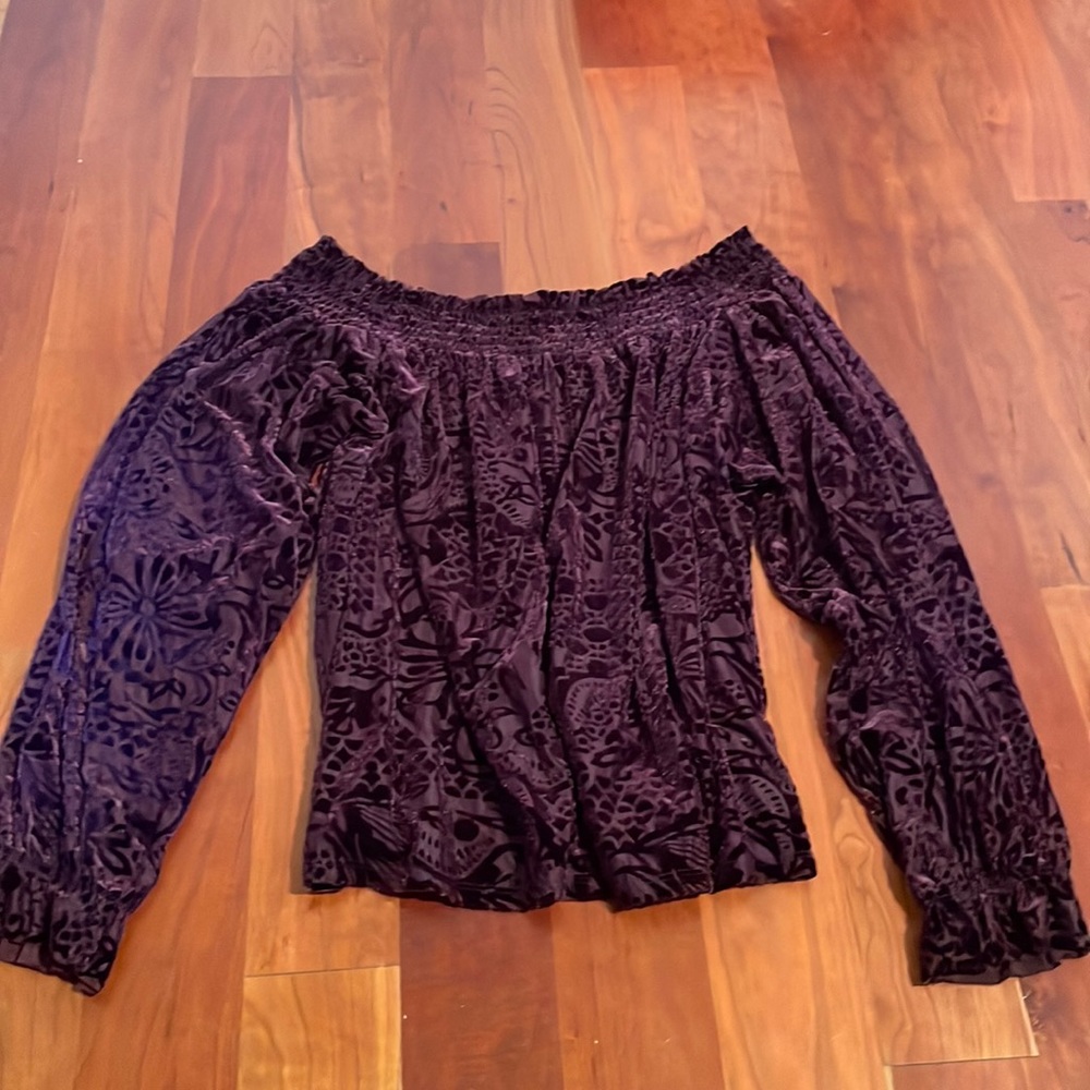 Purple velvet off the shoulder too